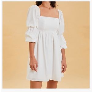 Square Neck Dress with long puff sleeves